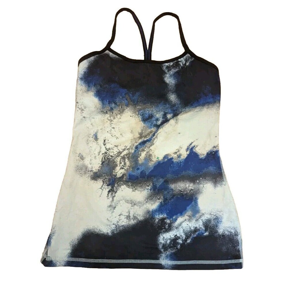 Lululemon 6 Power Y Tank Inkblot Navy Blue Deep Indigo Tie Dye WOMEN'S SZ.6